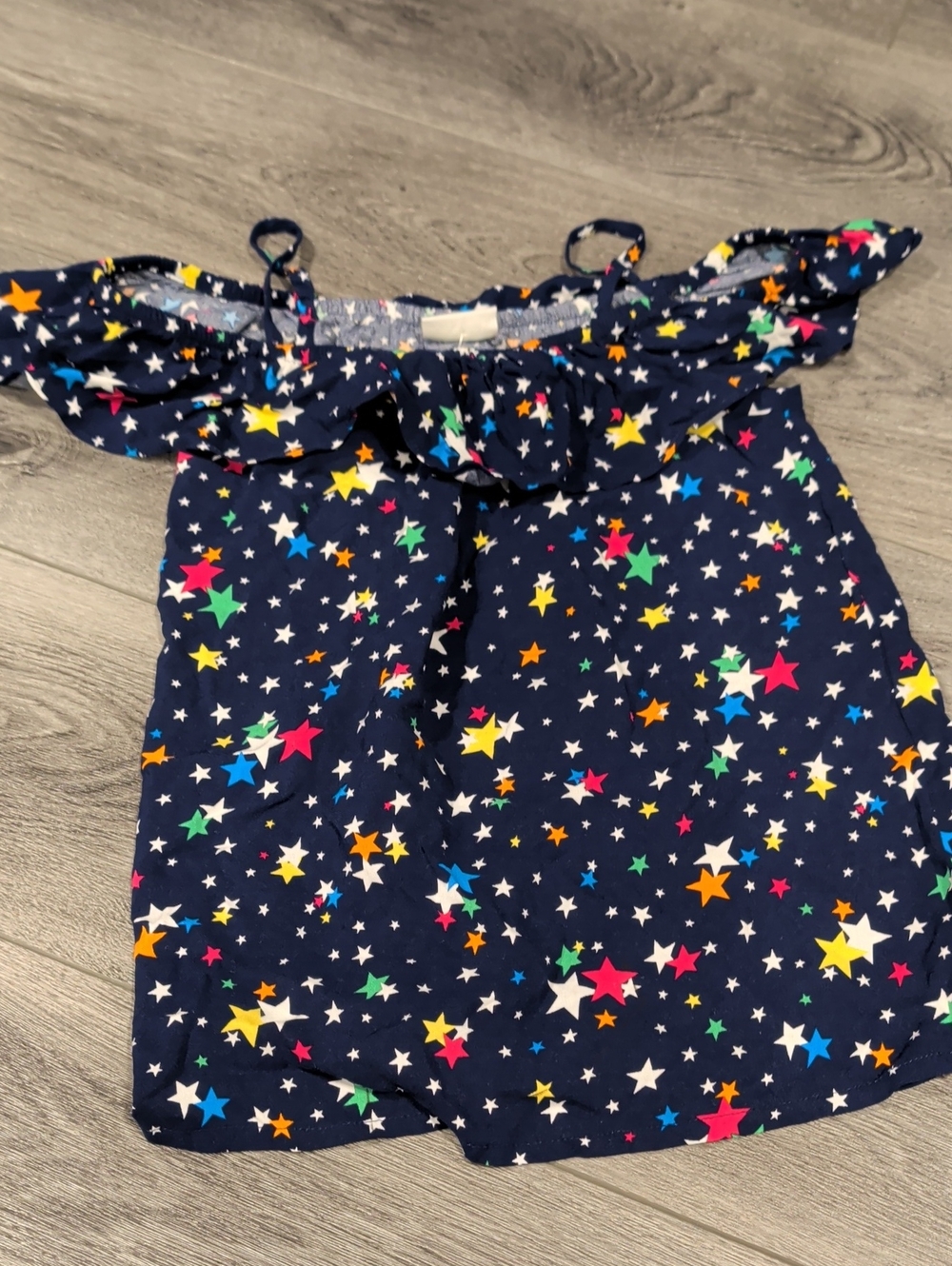 Crazy 8 Navy Multicolor Star Ruffle Tank Top
